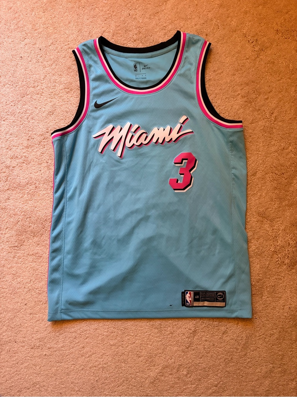 Nike Miami Vice #3 Dwayne Wade Jersey - Teal with Pink & Black Accents